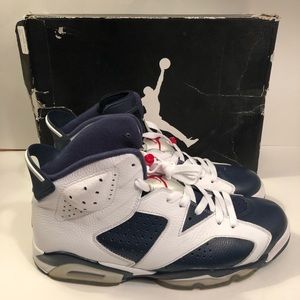 2012 Jordan Retro VI 6 Olympic White Navy Sz 11.5